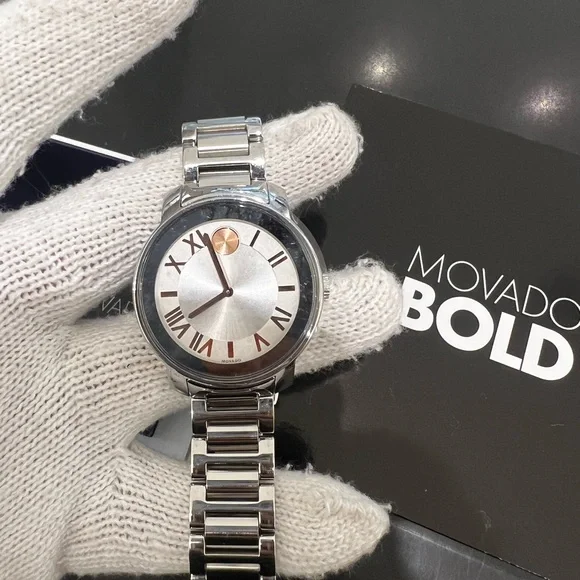 Movado bold women’s silver rose gold watch